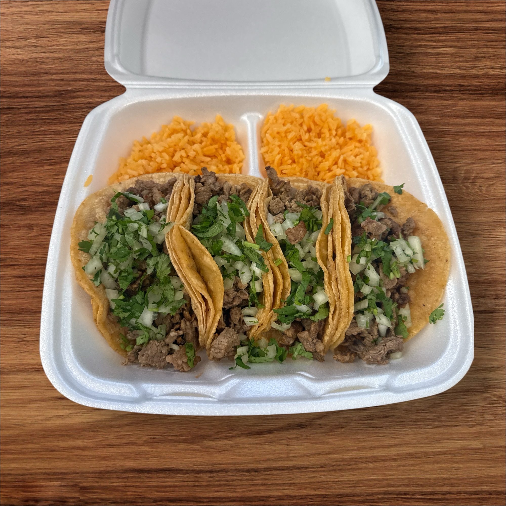 4 Tacos de Asada + Side.