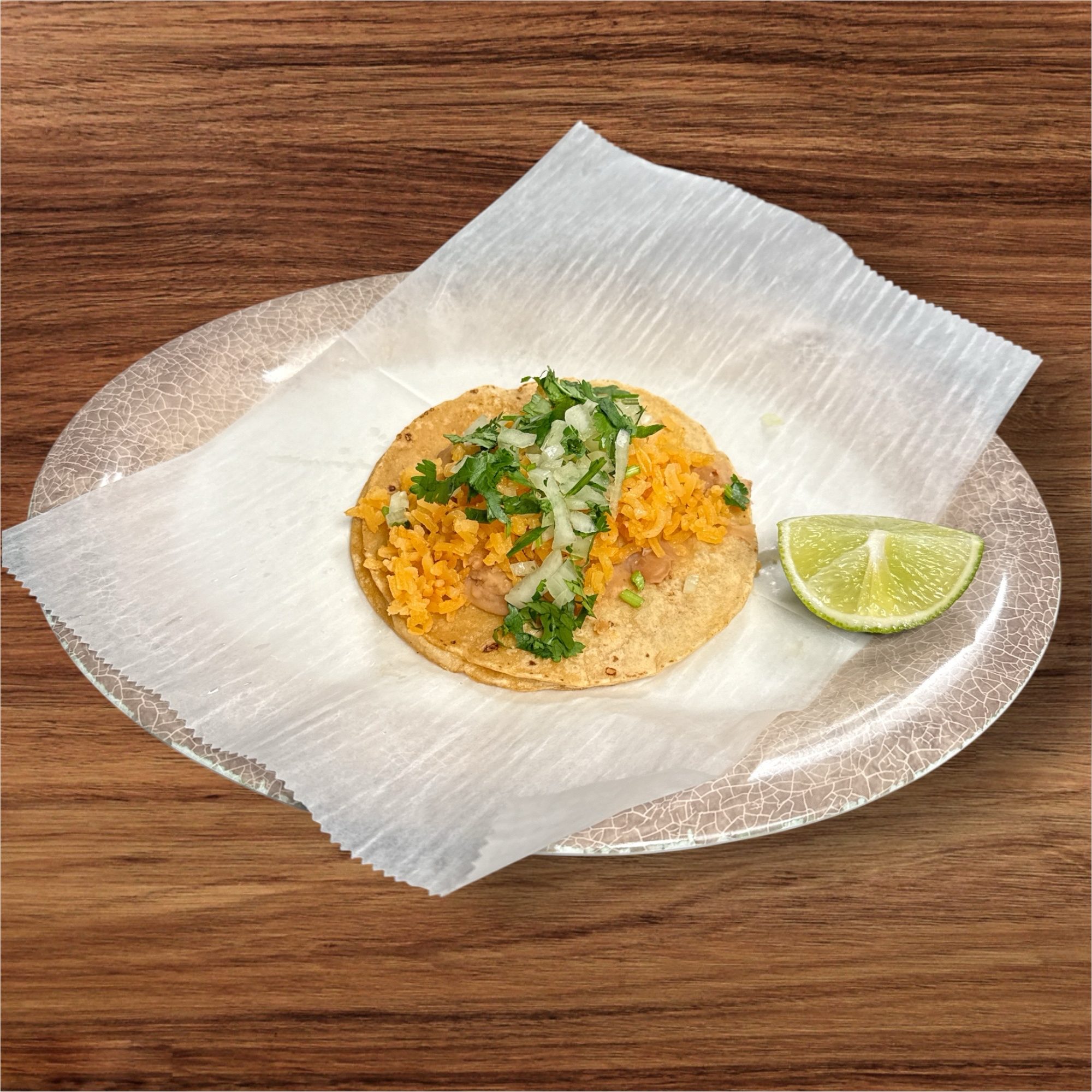 Taco Rice And Beans/ Taco De Arroz Y Frijoles.